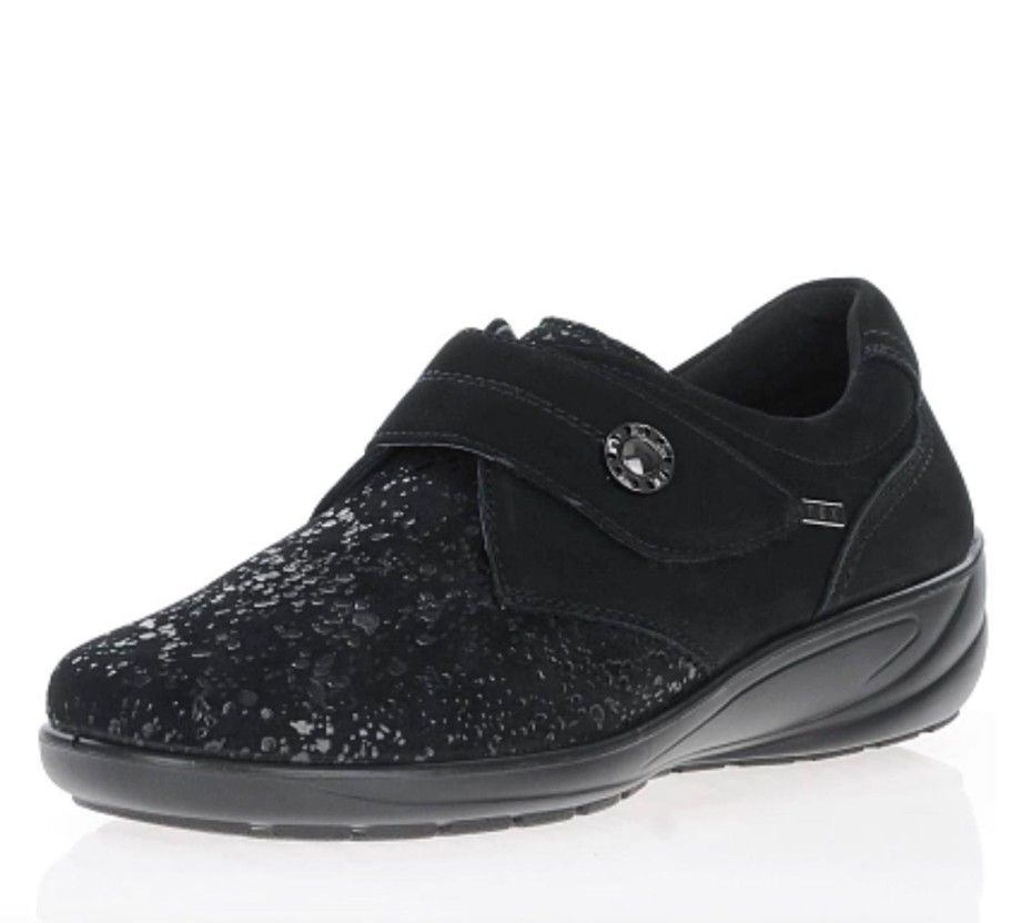 Footwear G Comfort | G Comfort - Black Suede Velcro Waterproof Shoe