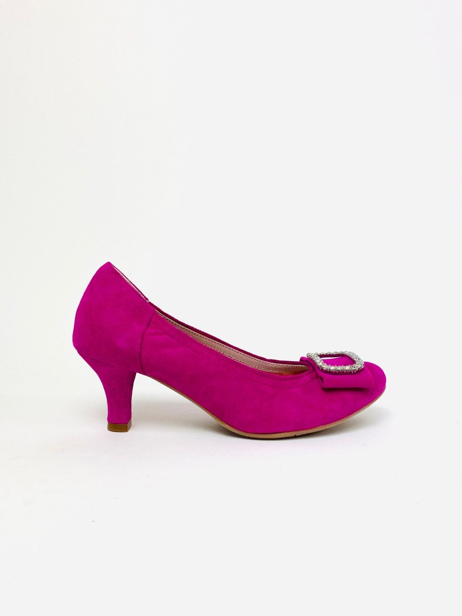 Footwear Le Babe | Le Babe - 3037 Fuschia Pink Diamonte Kitten Heel