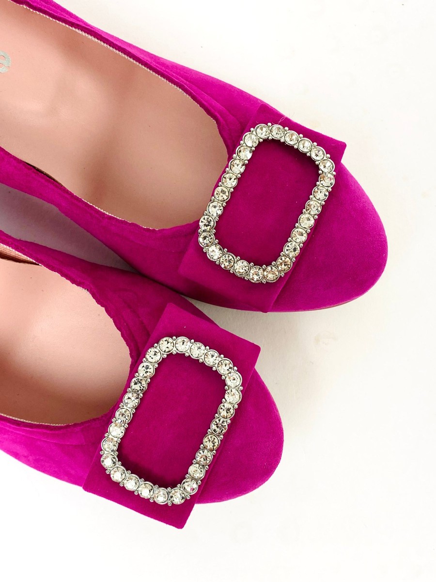 Footwear Le Babe | Le Babe - 3037 Fuschia Pink Diamonte Kitten Heel