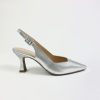 Footwear Lodi | Lodi - Juco Silver Slingback With A Kitten Heel