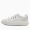 Footwear Tamaris | Tamaris - 23700 White Laced Trainer With A Croc Trim