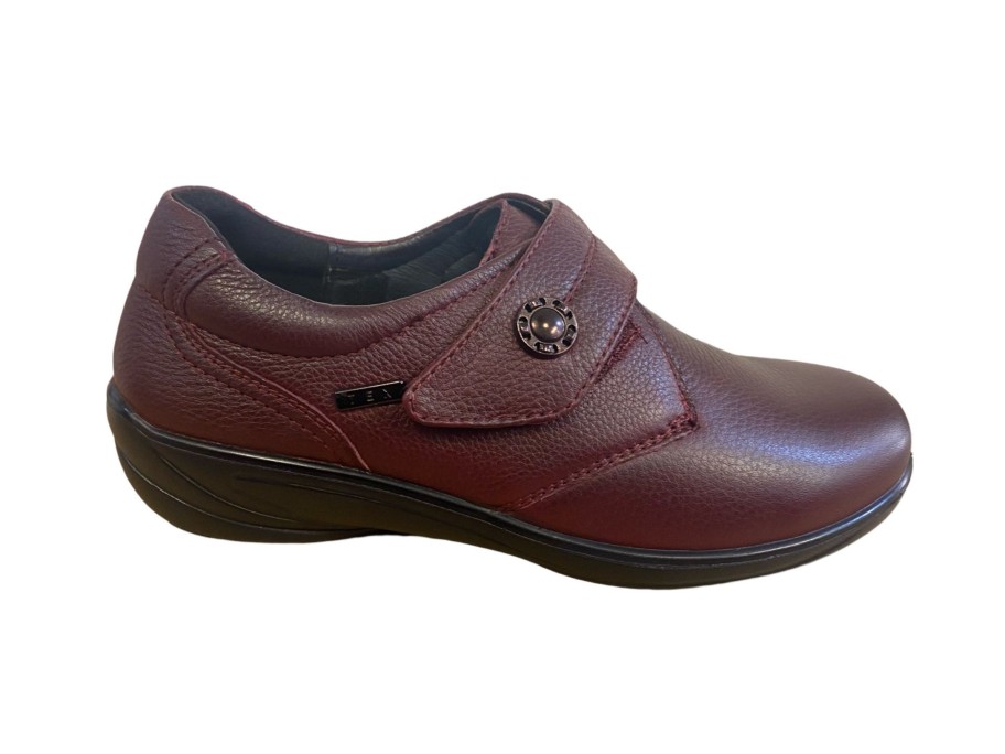 Footwear G Comfort Waterproof Shoes & Boots | G Comfort - P-9520 Burgundy Velcro Waterproof Shoe