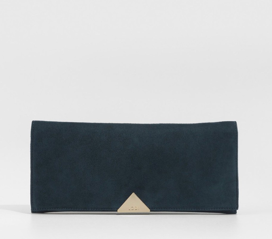 Bags Lodi | Lodi - Navy Suede Clutch Bag