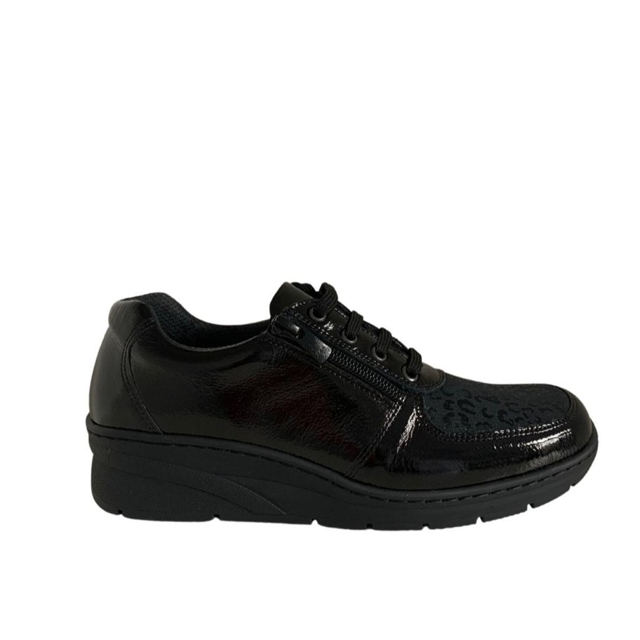 Footwear Softmode | Softmode- Black Stretch Laces With Zip [Extra Wide Fit]