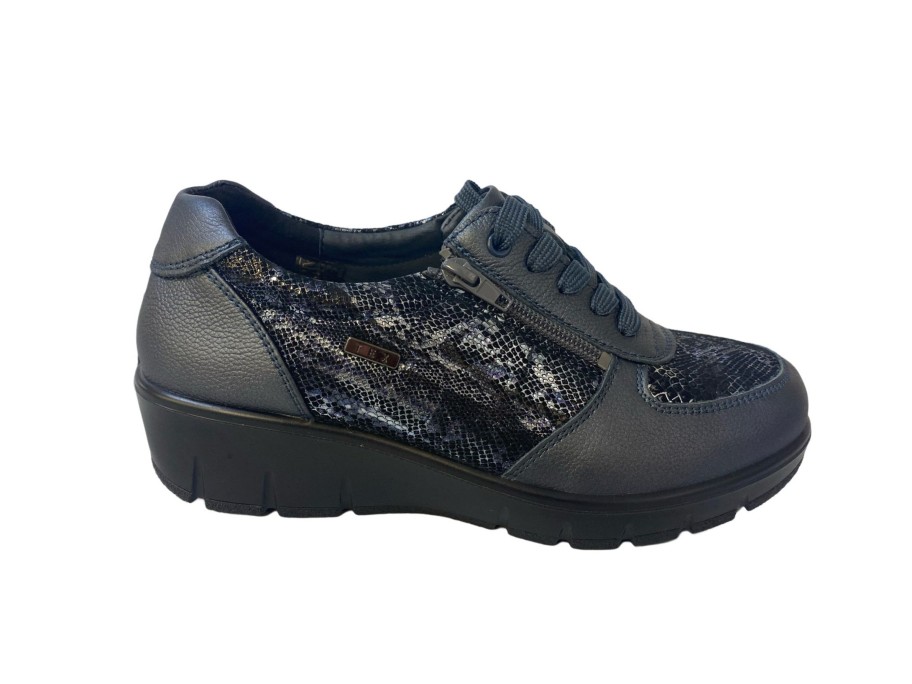 Footwear G Comfort | Comfort - 799-2 Navy Snake Shimmer Waterproof Shoe