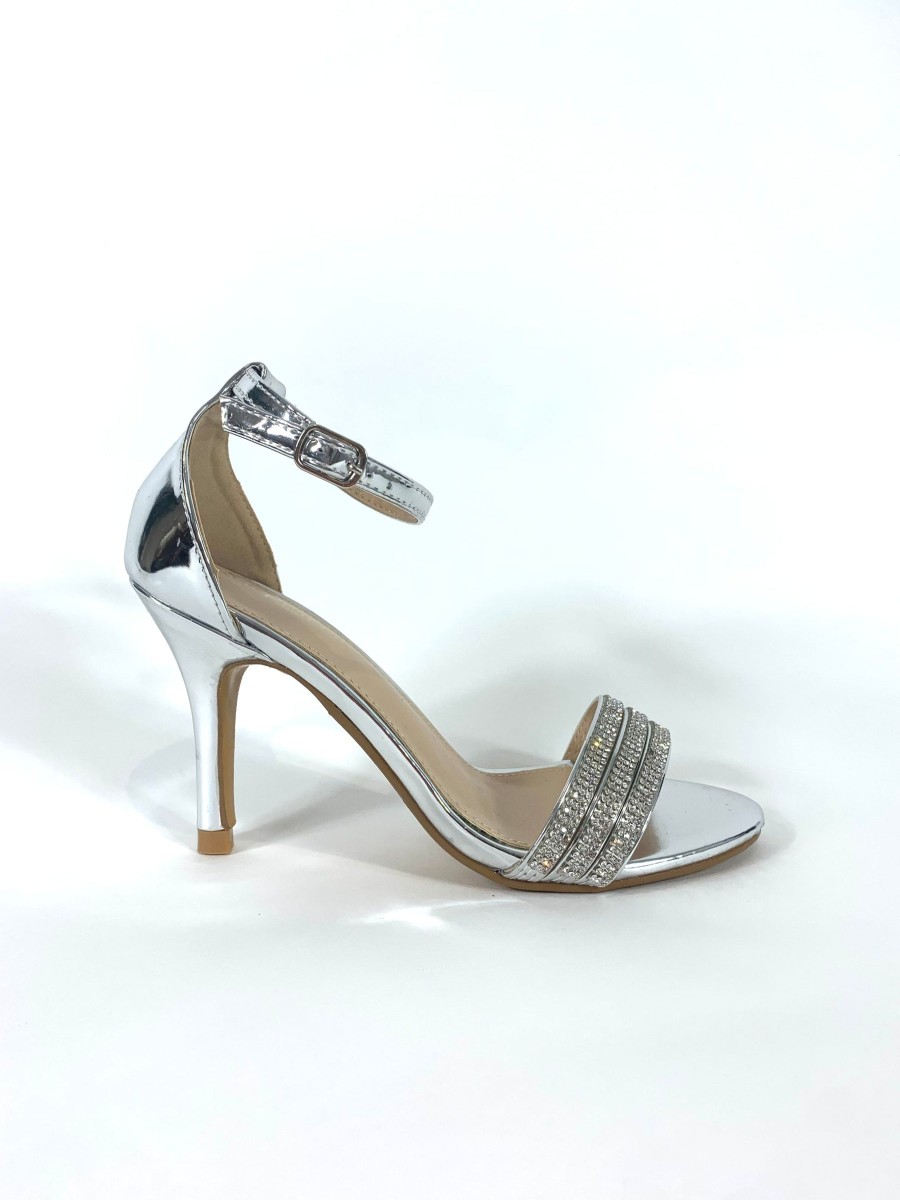 Footwear Sorento | Sorento - Silver Diamante Sandal