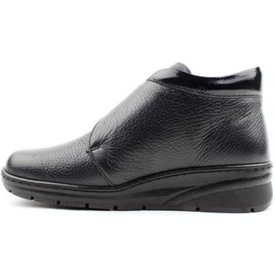 Footwear Softmode Waterproof Shoes & Boots | Softmode- Black Leather Velcro Boot [Extra Wide Fit]