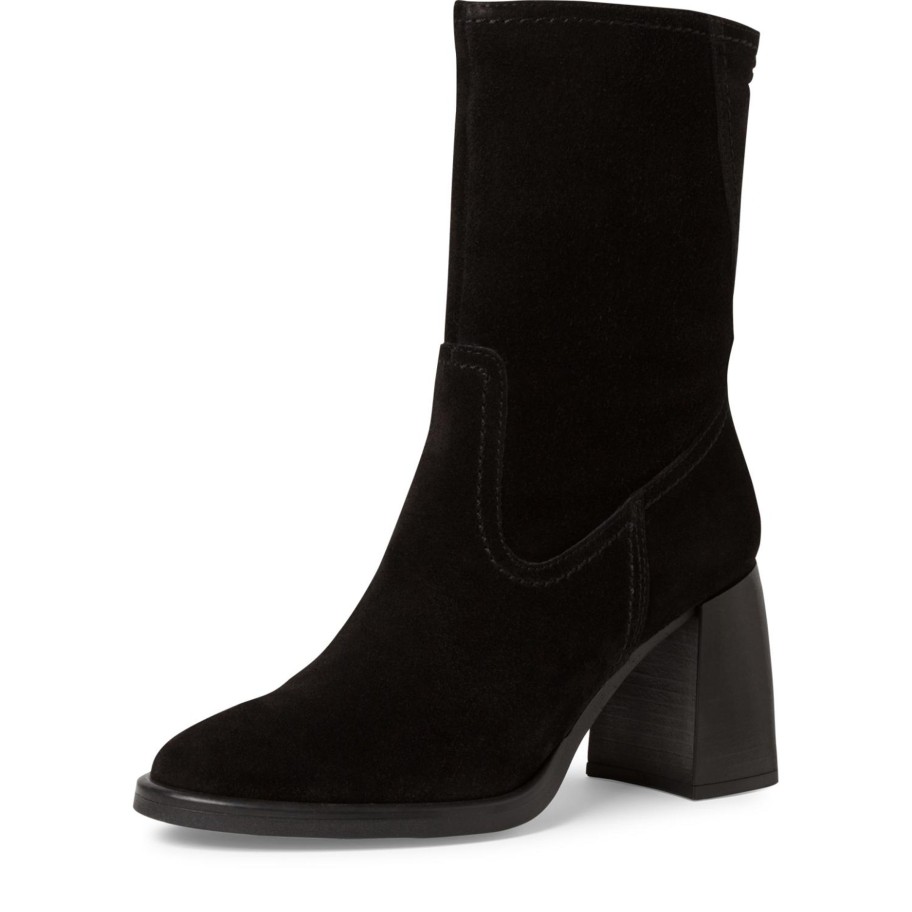 Footwear Tamaris Mid Calf Boots | Tamaris - 25019 Black Suede Boot