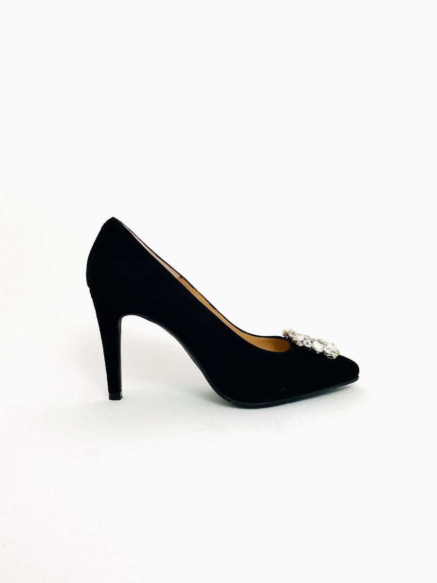 Footwear Rachel's | Rachels - Black Court Shoe With Embellishment