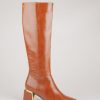 Footwear Kate Appleby Knee High Boots | Kate Appleby- Gateshead Tan Knee High Boot With Gold Heel