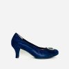 Footwear Le Babe | Le Babe-3037S3 Navy Diamonte Kitten Heel Court