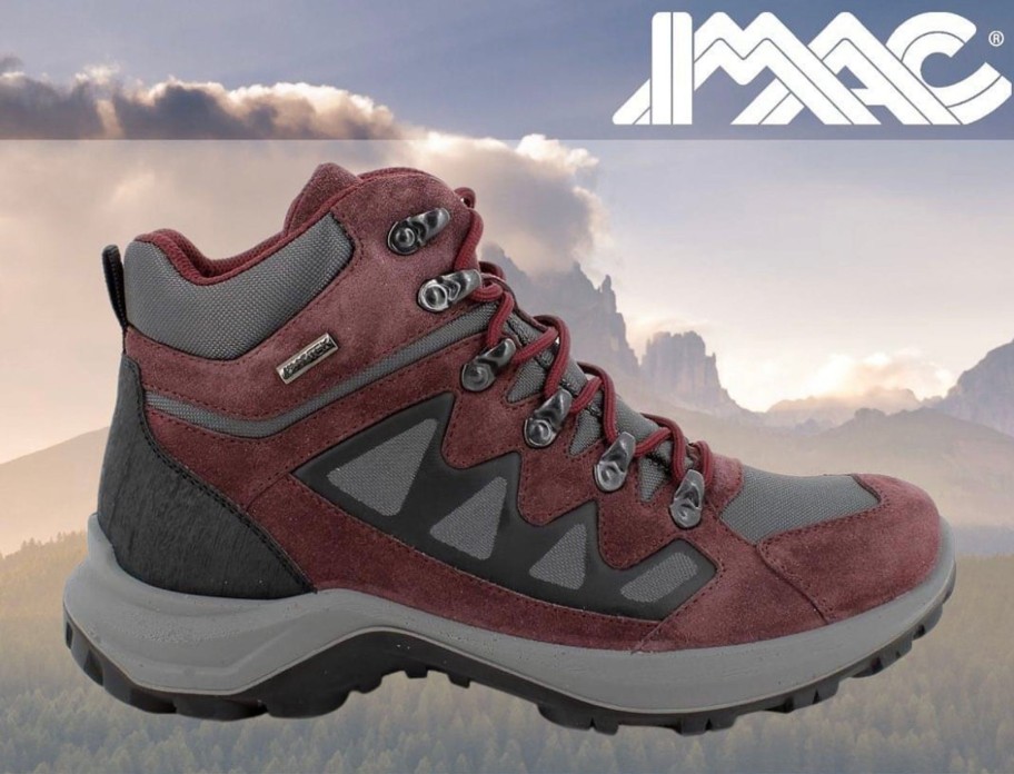 Footwear Imac Waterproof Shoes & Boots | Imac - Burgundy Waterpoof Ankle Boots