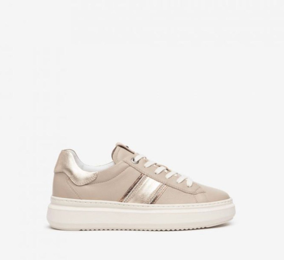 Footwear NeroGiardini | Nerogiardini - L308430D Beige Diamonte Trainer