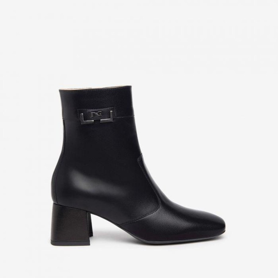 Footwear NeroGiardini Ankle Boots | Nerogiardini - I308654De Black Ankle Boot With A Medium Heel