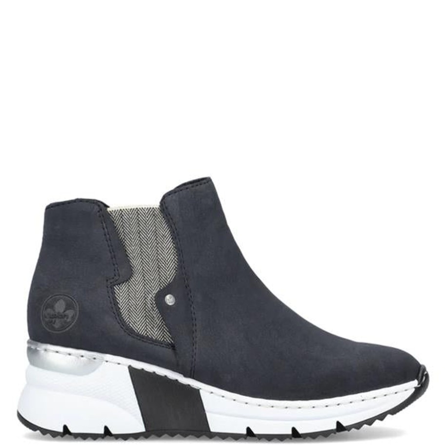 Footwear Rieker Ankle Boots | Rieker - X6361 Navy Nubuck Ankle Boot