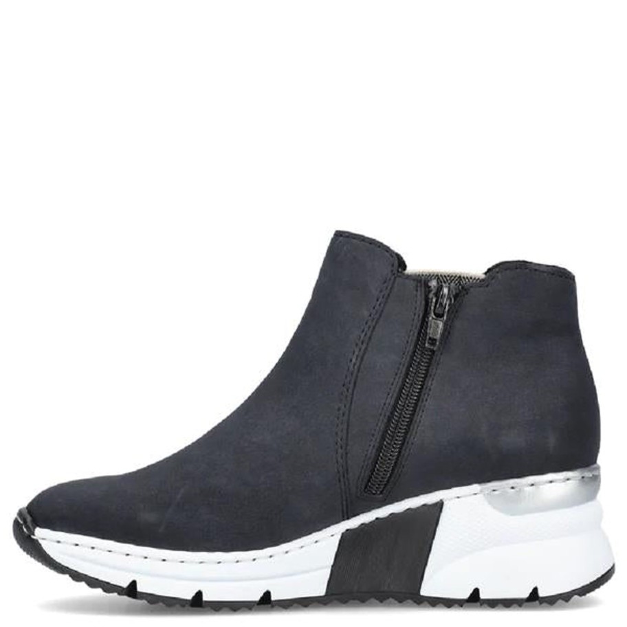 Footwear Rieker Ankle Boots | Rieker - X6361 Navy Nubuck Ankle Boot