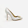 Footwear Rachel's | Rachels- Silver Court Shoe With Diamonte