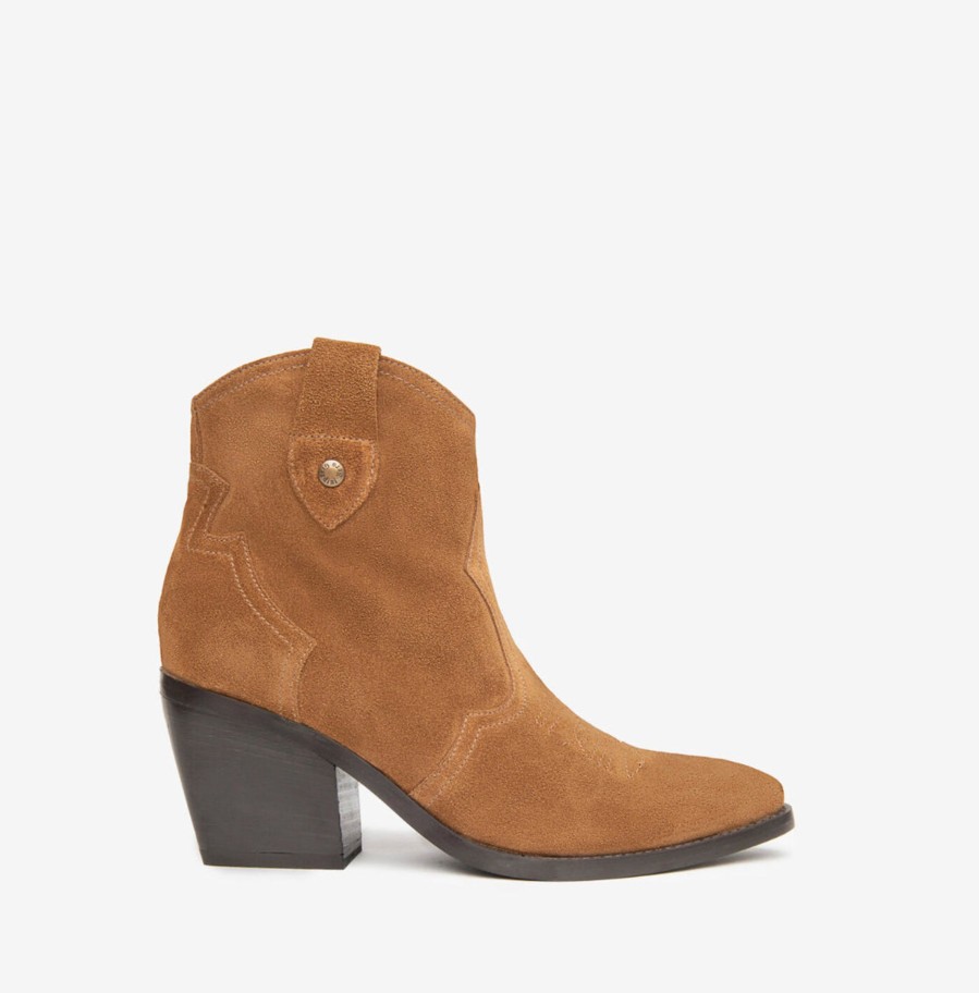 Footwear NeroGiardini Ankle Boots | Nerogiardini - I013270D Tan Leather Suede Cowboy Boot