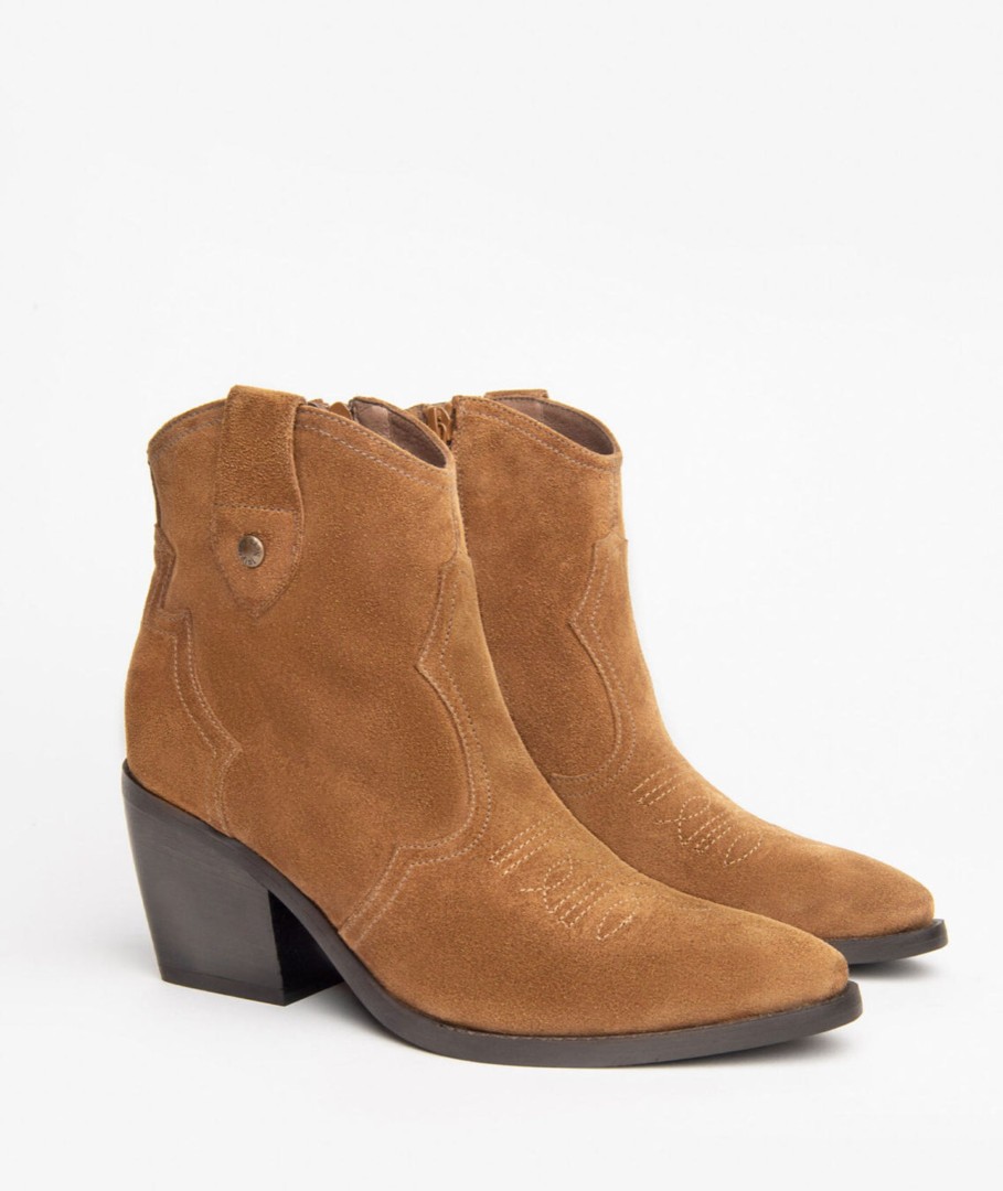 Footwear NeroGiardini Ankle Boots | Nerogiardini - I013270D Tan Leather Suede Cowboy Boot