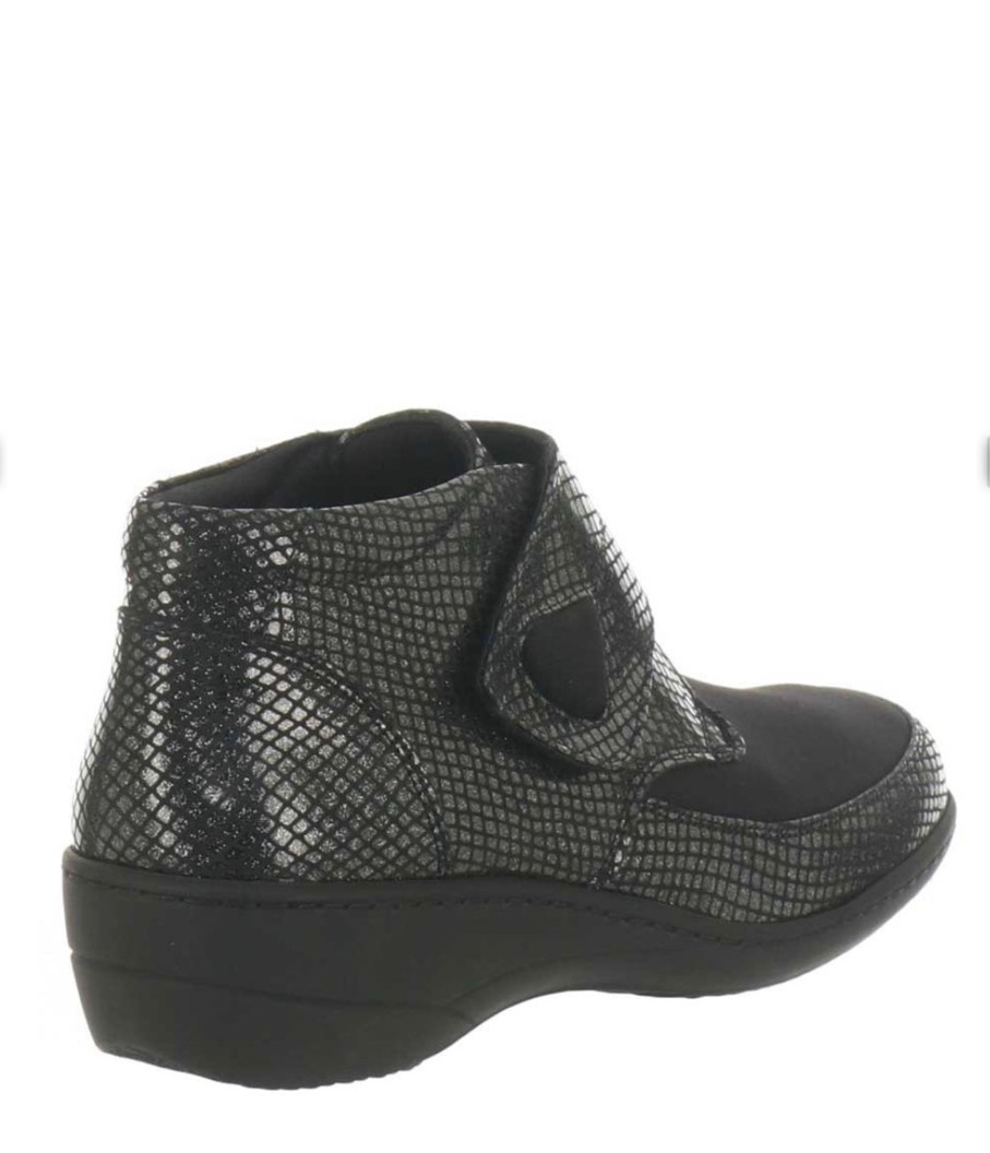 Footwear Softmode | Softmode - Black, Pewter Stretch Velcro Ankle Boot(Wide Fit)