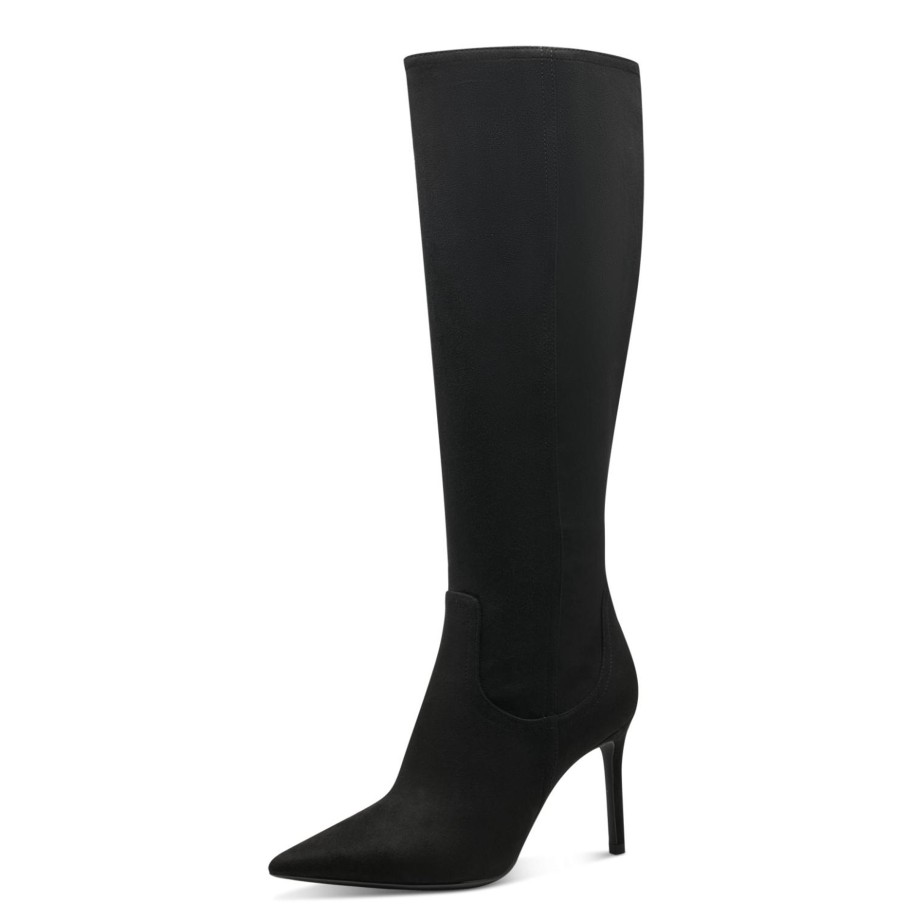 Footwear Tamaris Knee High Boots | Tamaris - 25514 Black Suede Knee High Boot