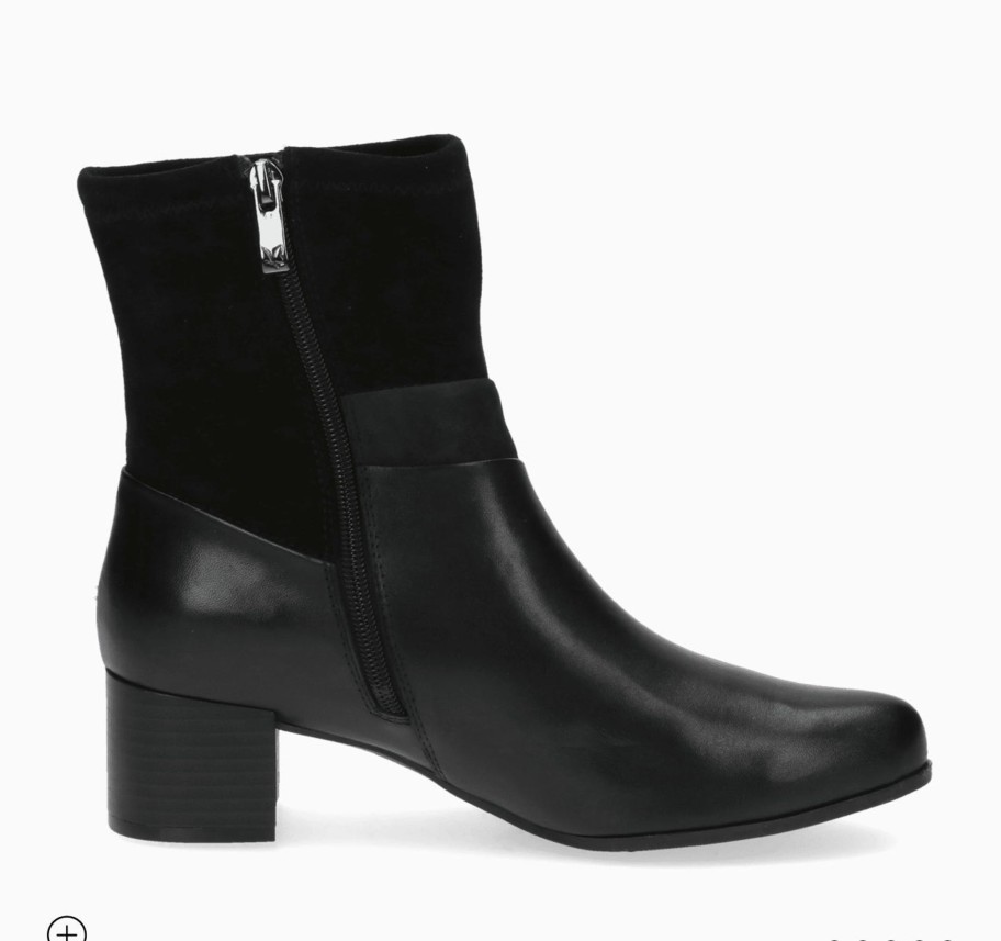 Footwear Caprice Ankle Boots | Caprice - 25319 Black Leather Boot With A Suede Trim