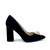 Footwear Lodi | Lodi - Senia Black Court With A Gold Trim