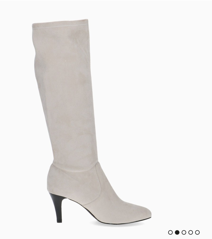 Footwear Caprice | Caprice - 25524 Cream Sock Knee High Boot