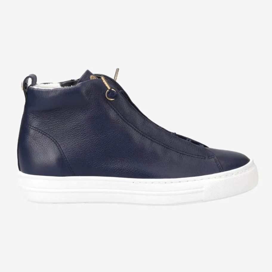 Footwear Paul Green | Paul Green - 5283 Navy Leather Hi Top