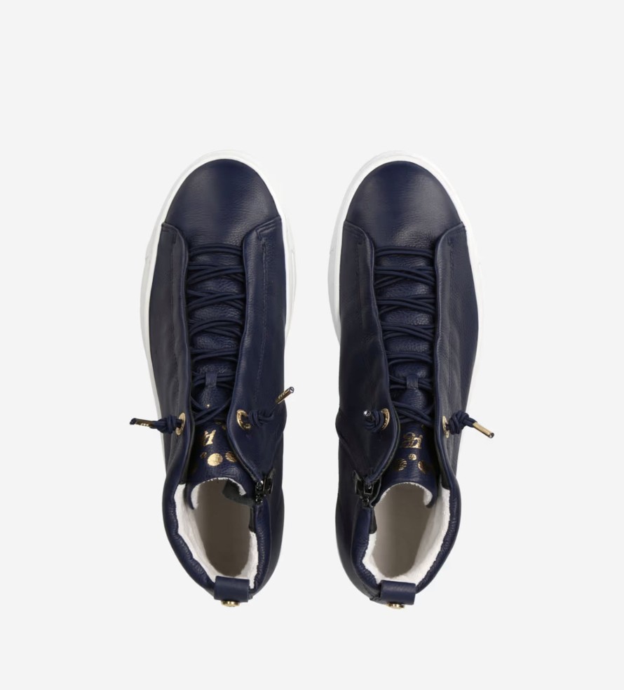 Footwear Paul Green | Paul Green - 5283 Navy Leather Hi Top