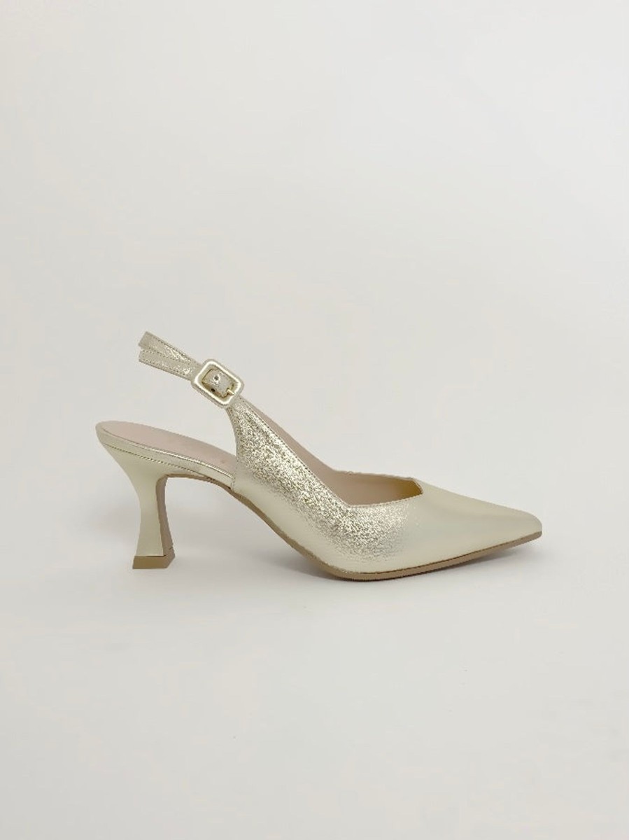 Footwear Lodi | Lodi - Juco Gold Kitten Slingback