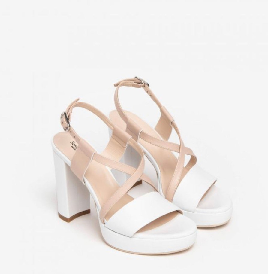 Footwear NeroGiardini | Nerogiardini - E307543D/707 Beige/White Criss Cross Platform