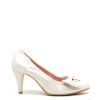 Footwear Le Babe | Le Babe - Ivory Bow Med Heel Court Shoe