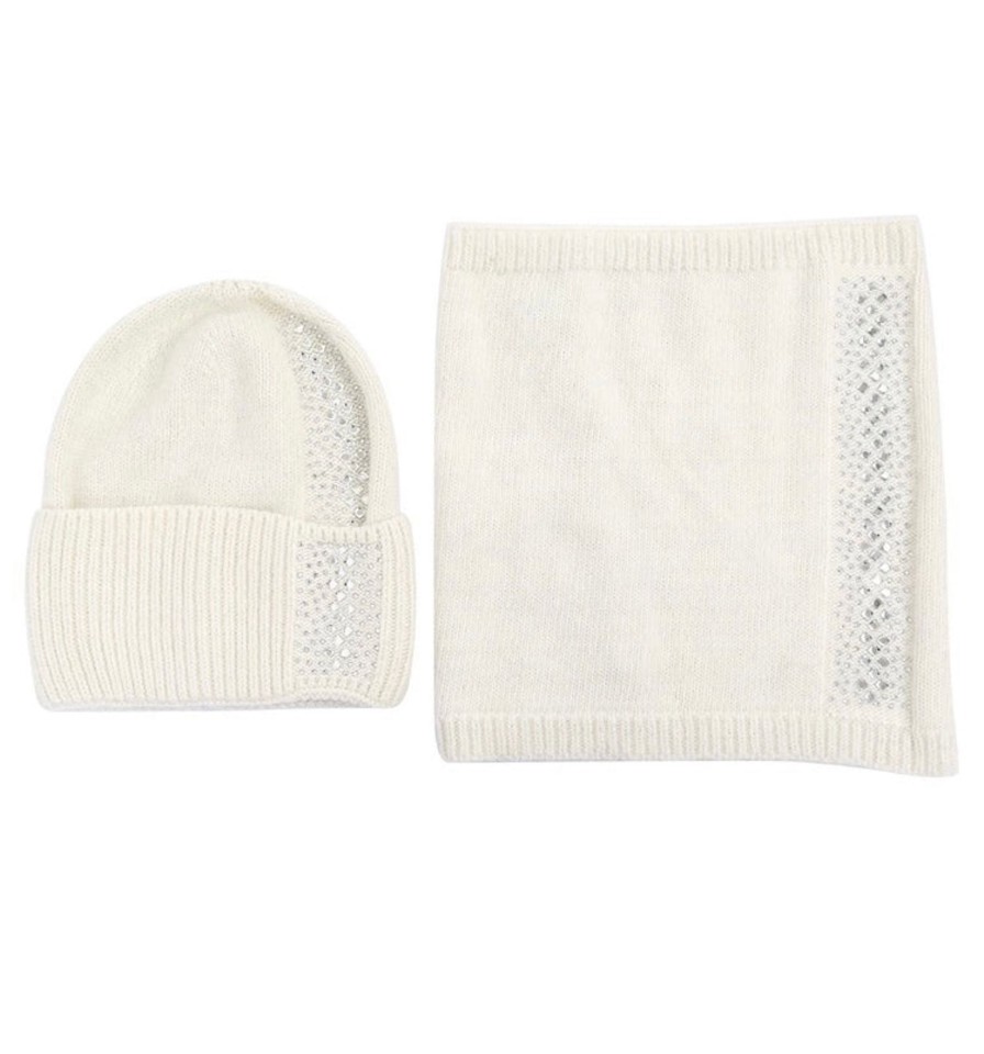 Footwear Rachel's | Rachels - Cream Angora Wool Hat & Snood Set