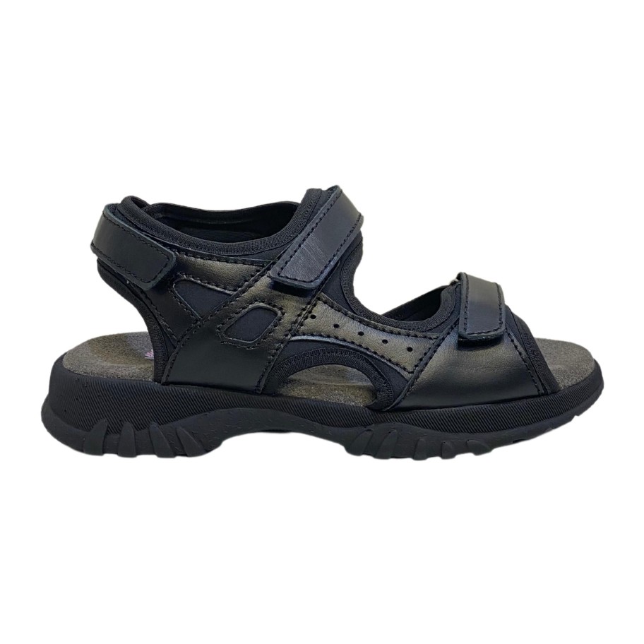 Footwear Softmode | Softmode - Black Leather Walking Sandal