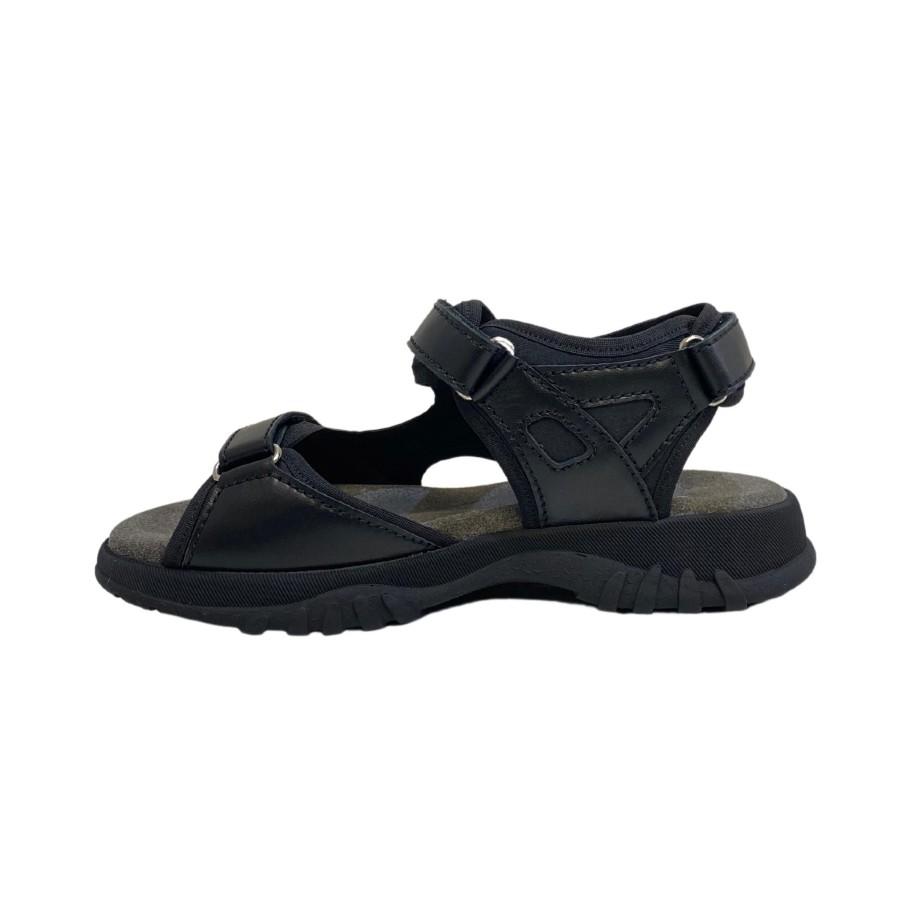 Footwear Softmode | Softmode - Black Leather Walking Sandal