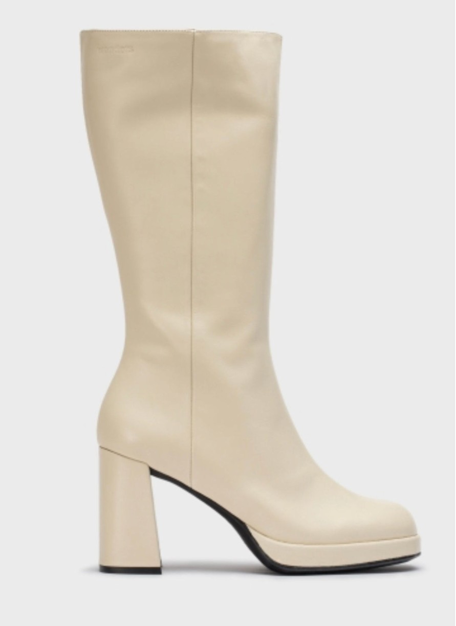 Footwear Wonders Knee High Boots | Wonders - H-5922 Cream Platform Knee High Boot