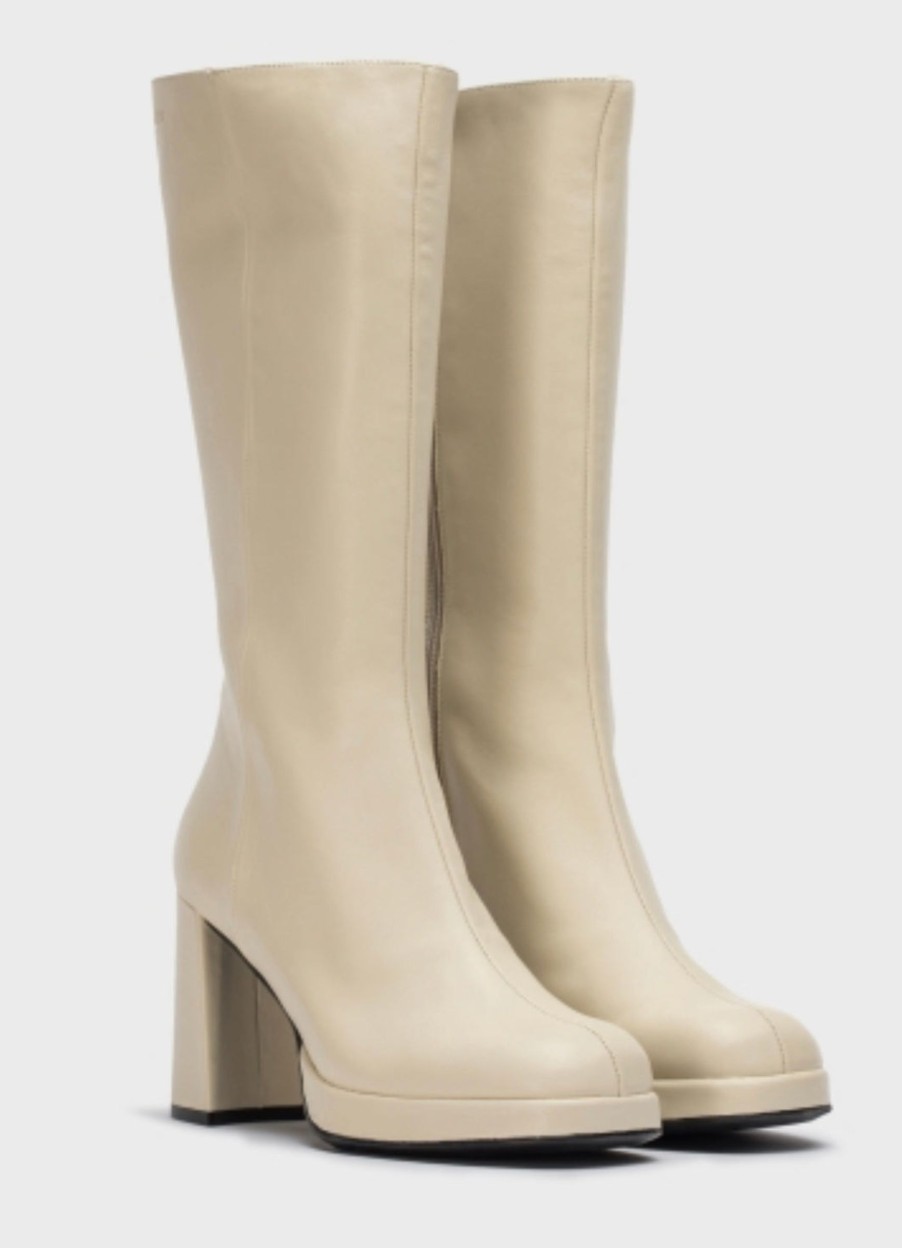 Footwear Wonders Knee High Boots | Wonders - H-5922 Cream Platform Knee High Boot