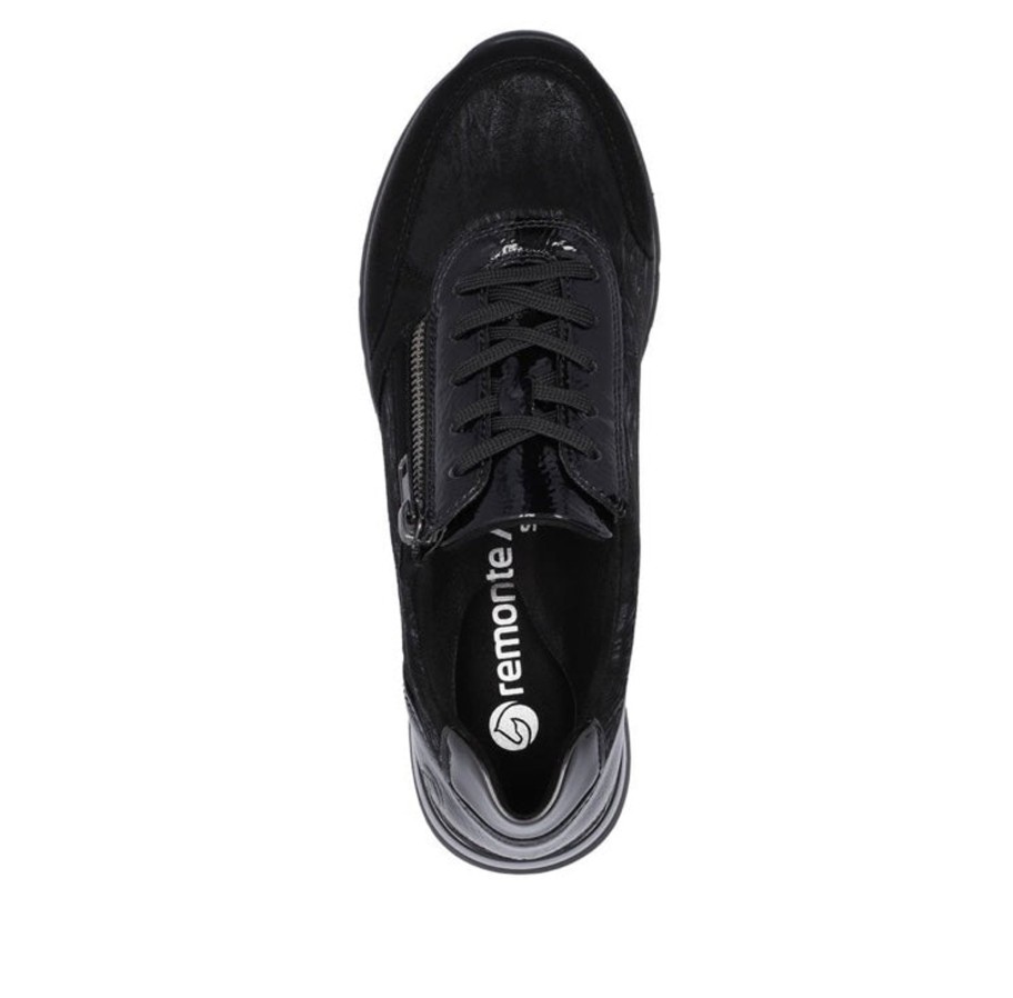 Footwear Remonte | Remonte - R6700 Black Glitz Stretch Trainer