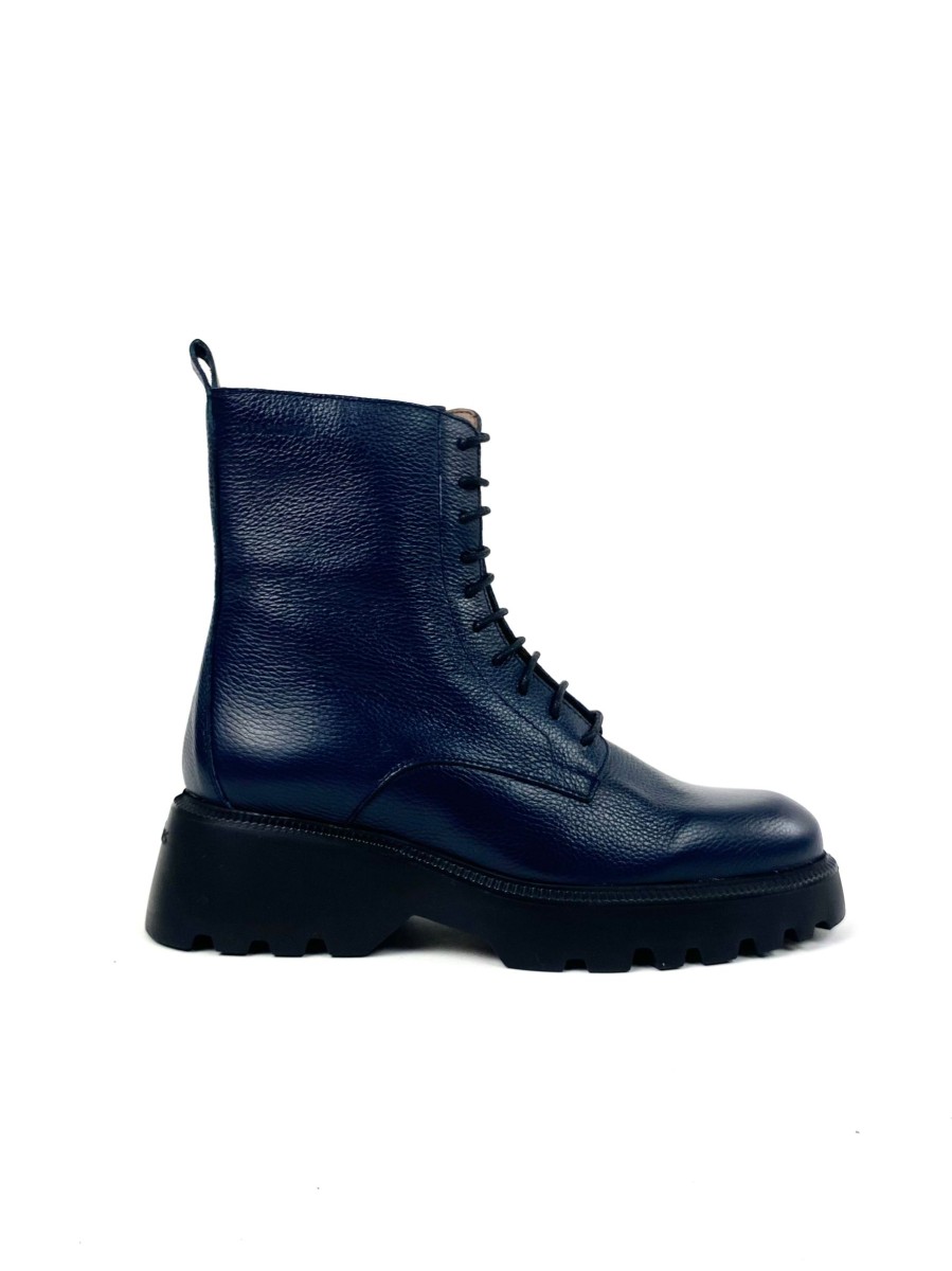 Footwear Wonders Ankle Boots | Wonders - C-7205 Navy Laced Biker Boot