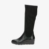 Footwear Caprice | Caprice - 9-25608-41 Black Leather Wedge Knee High Boot