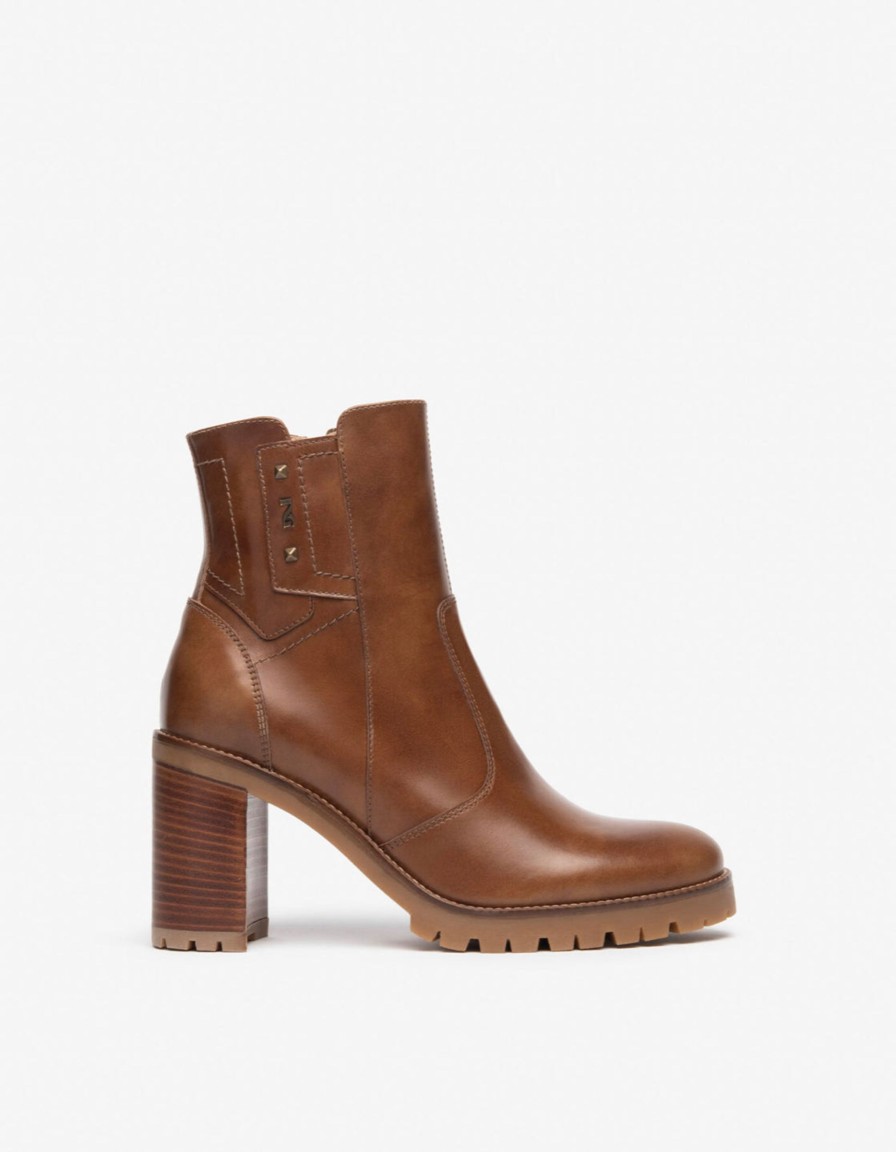 Footwear NeroGiardini | Nerogiardini - I308981D Tan Block Heel Ankle Boot