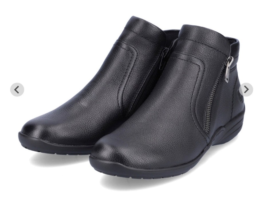 Footwear Remonte Ankle Boots | Remonte - Black Double Zip Boot