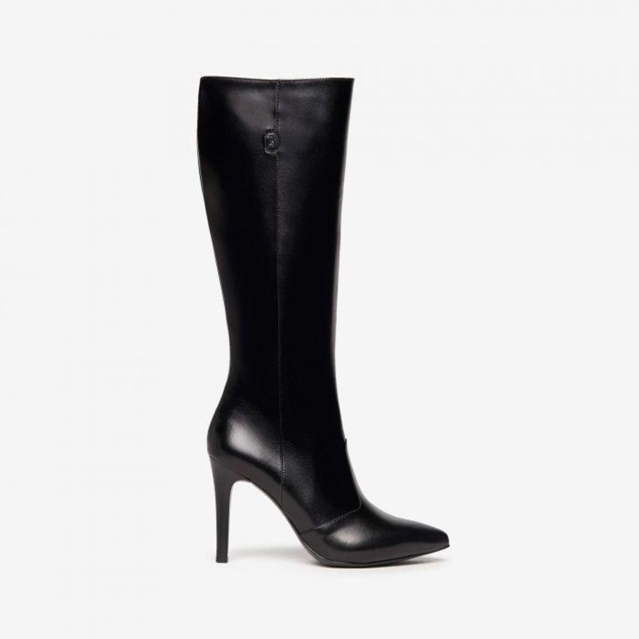 Footwear NeroGiardini Knee High Boots | Nerogiardini - I205541De Black Leather Knee High Boot