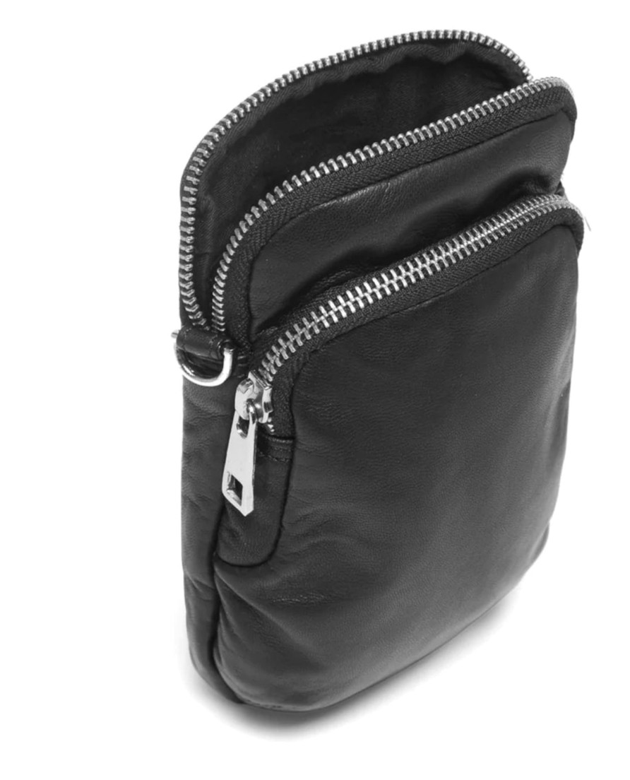 Bags Depeche | Depeche - 14262 Black Leather Phone Bag