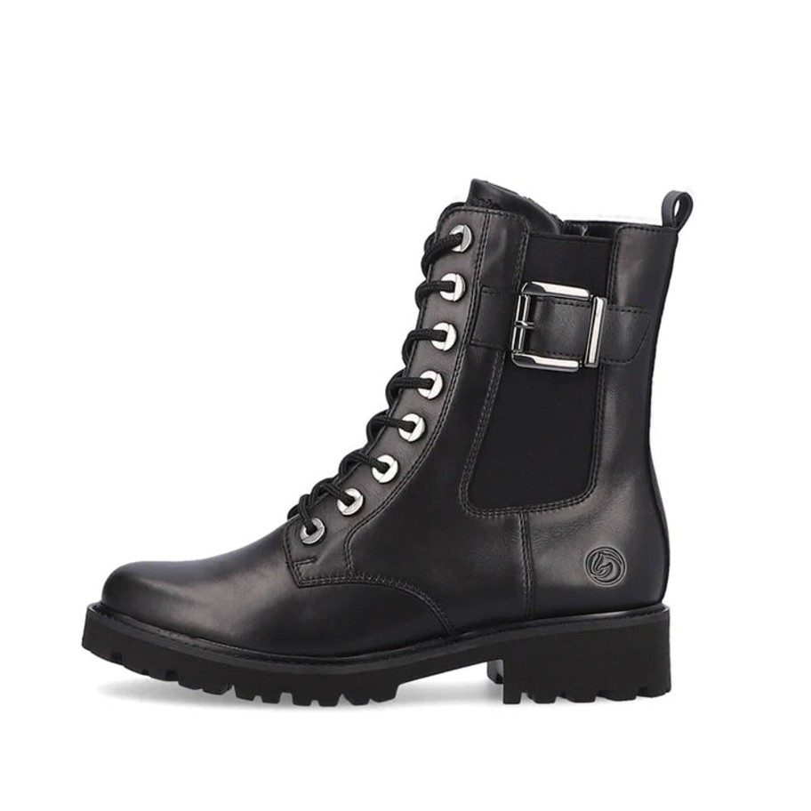 Footwear Remonte Ankle Boots | Remonte - D8668 Black Elastic Biker Boot