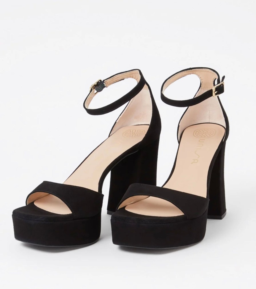 Footwear Unisa | Unisa - Upton Black Suede Platform Heel