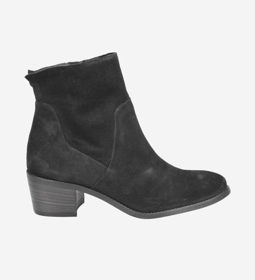 Footwear Paul Green Ankle Boots | Paul Green - 9025 Black Suede Ankle Boot