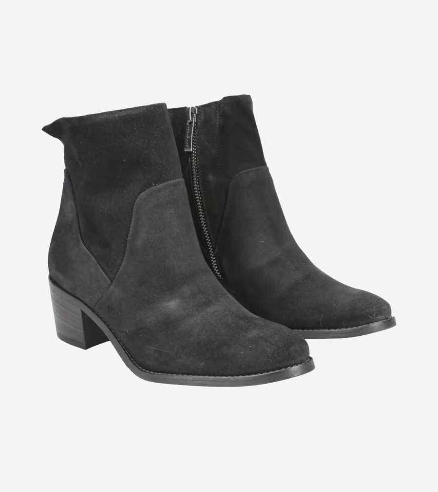 Footwear Paul Green Ankle Boots | Paul Green - 9025 Black Suede Ankle Boot