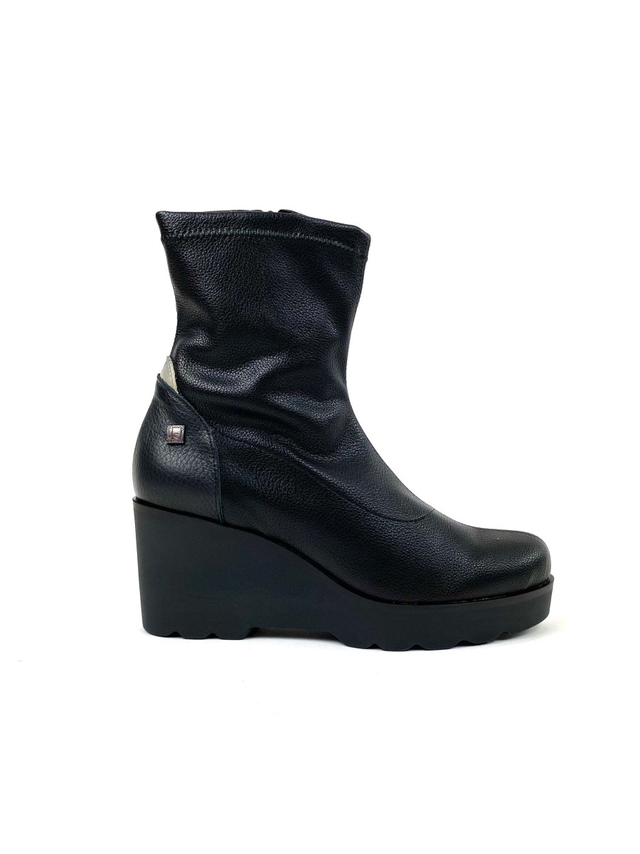 Footwear Jose Saenz Wedge Boots | Jose Saenz - 7226 Black Wedge Sock Boot